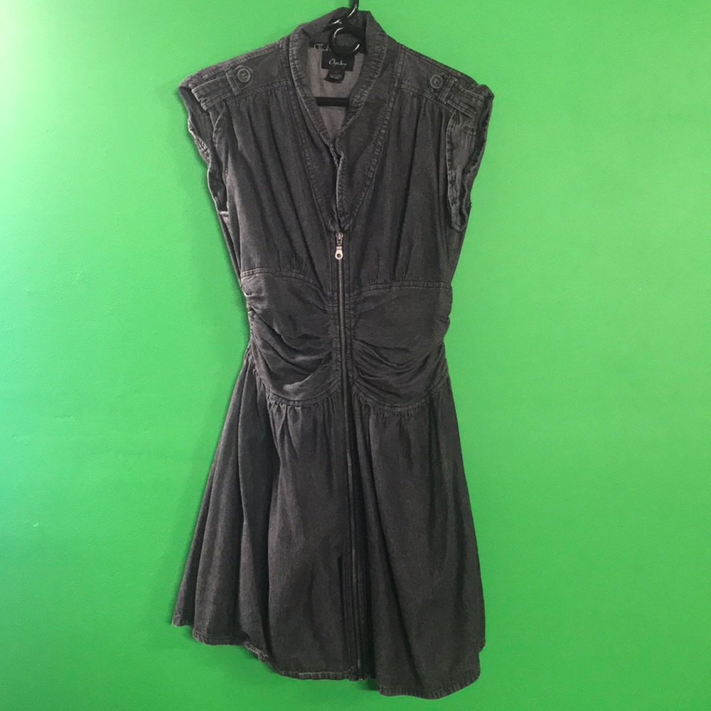 Dark Denim Front Zipper Dress